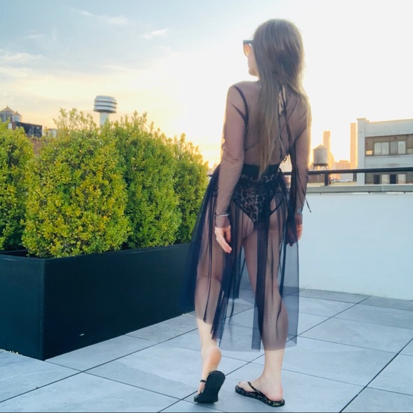 Zara Blue Transparent Tulle Tutu Mesh Midi Dress - Picture 12 of 16